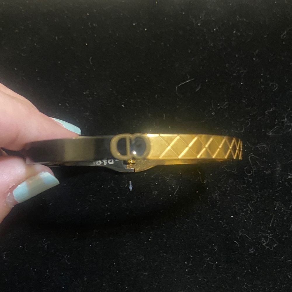 Gold and Black CD Bangle Bracelet